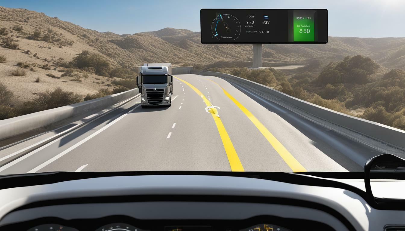 Truck with GPS technology on dashboard